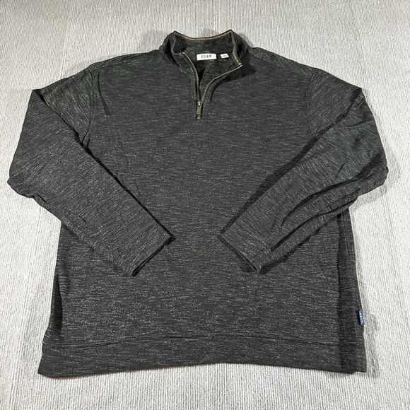 ROWM 1/4 Zip Sweater Mens XL Heather‎ Black Cotton Mock Neck Preppy - Picture 8 of 8